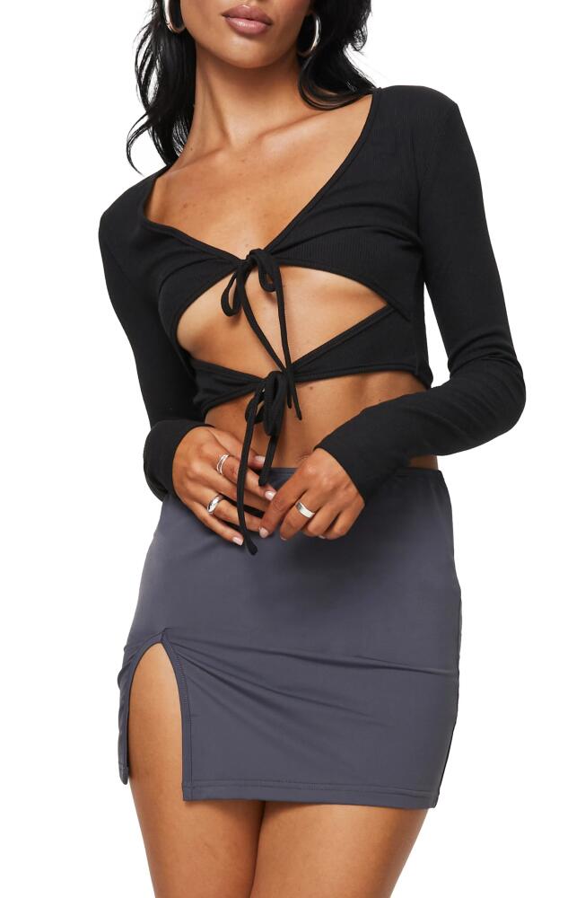 Princess Polly Amala Cutout Tie Front Crop Top in Black Cover