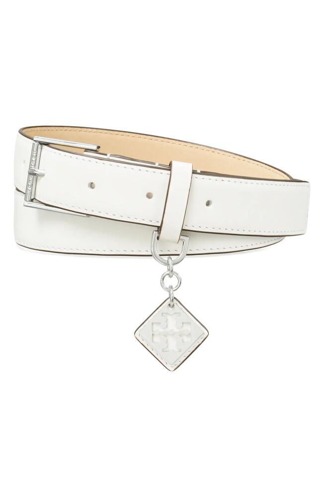 Tory Burch Swing Leather Belt in Optic White Cover