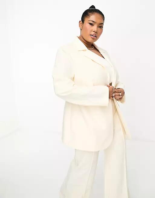 ASOS LUXE Curve suit blazer in cream-White Cover