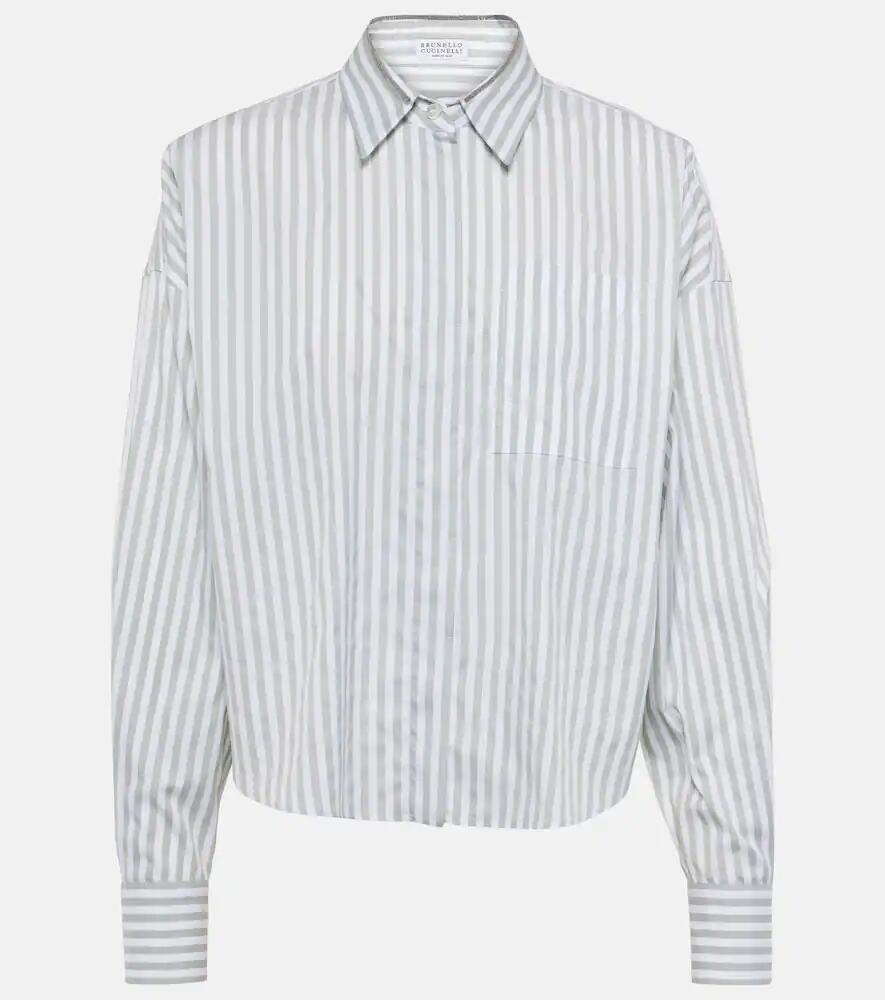 Brunello Cucinelli Striped cotton and silk poplin shirt Cover