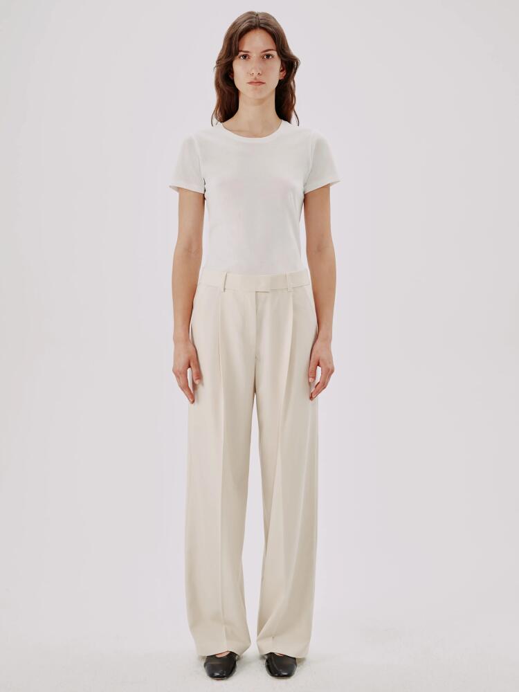 Another Tomorrow RELAXED WIDE LEG PANT in Parchment Cover