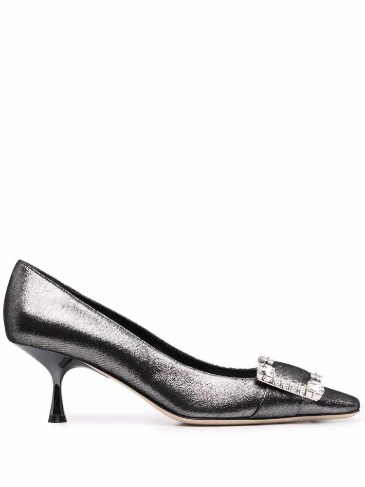 Sergio Rossi crystal-embellished square-toe pumps - Black Cover