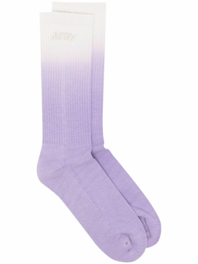 Autry logo-embroidered ombré socks - Purple Cover