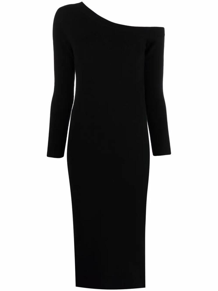 PAULA asymmetric cashmere dress - Black Cover