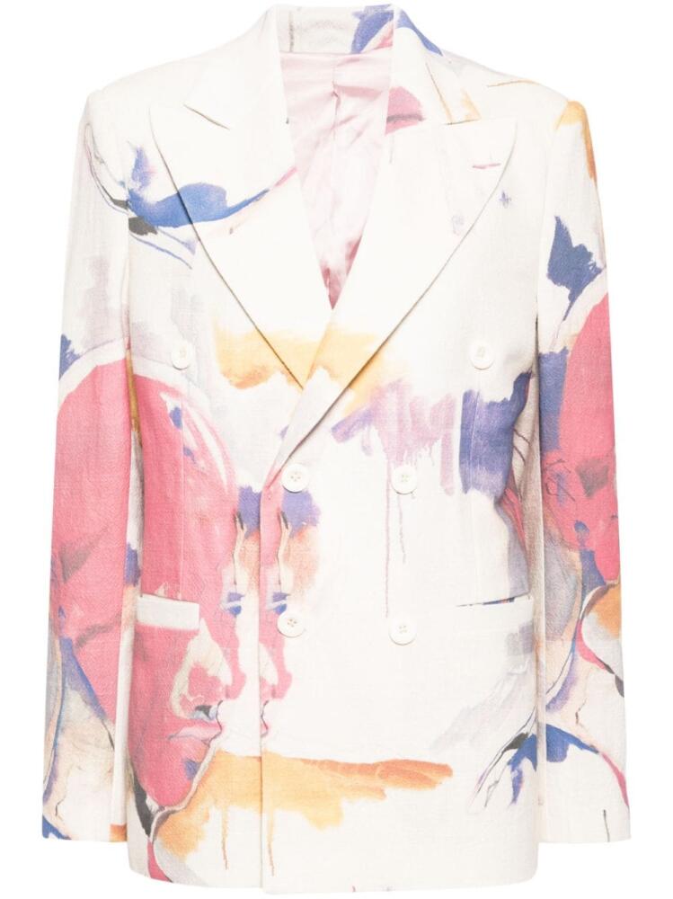 KidSuper Painting-print double-breasted jacket - Neutrals Cover