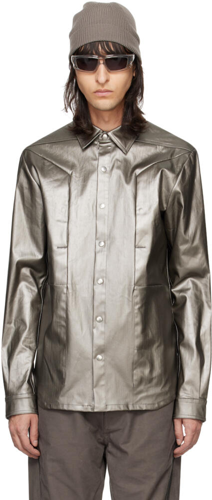 Rick Owens Gunmetal Fogpocket Denim Shirt Cover