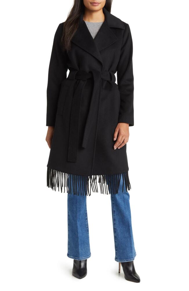 Sam Edelman Fringe Wrap Coat in Black Cover