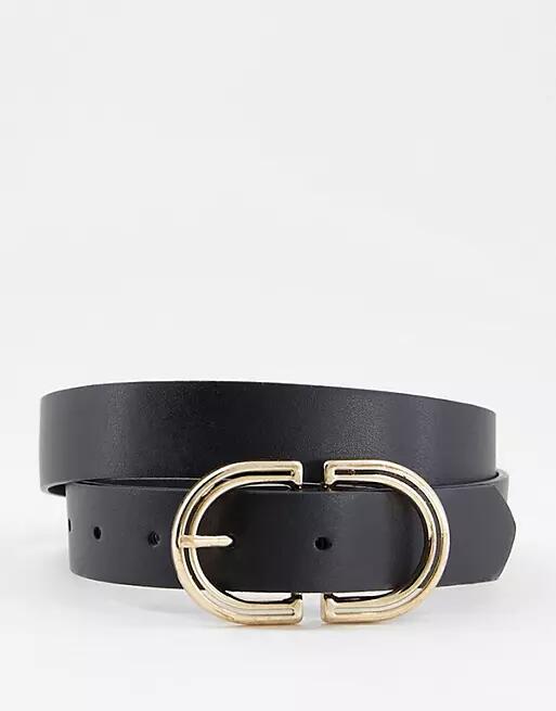 ASOS DESIGN waist and hip jeans belt in black Cover