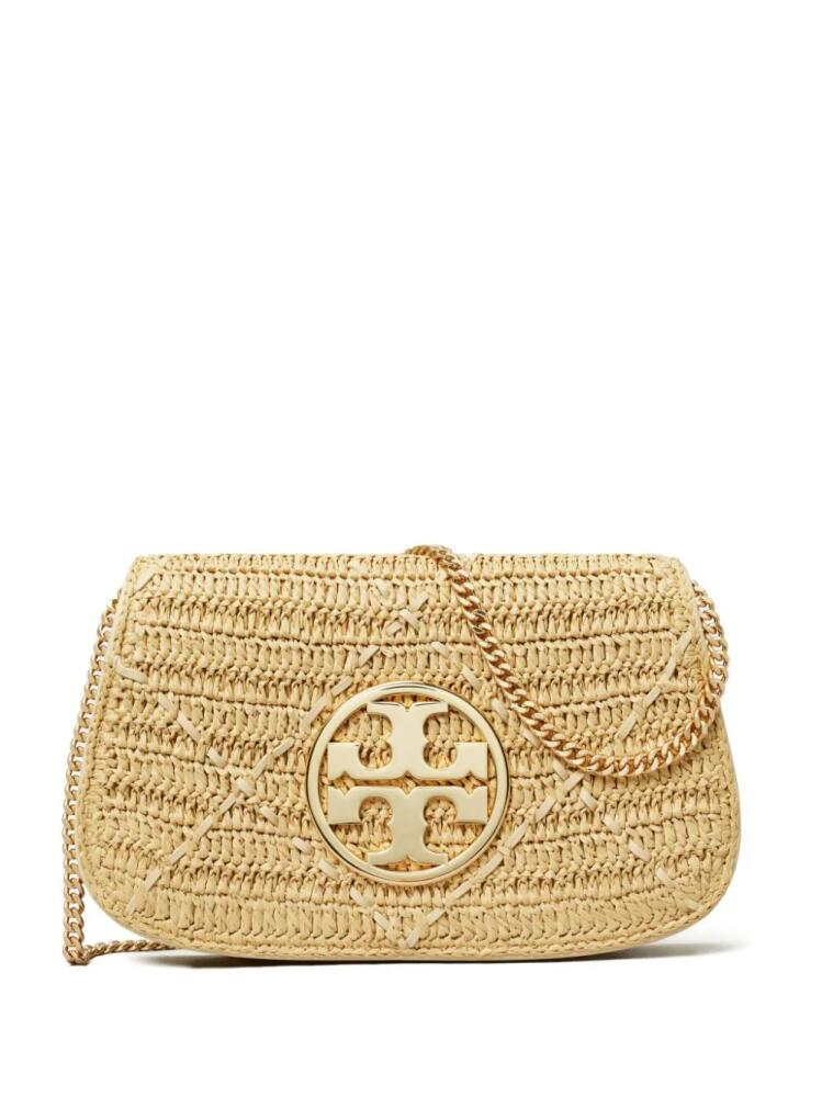 Tory Burch Reva raffia clutch bag - Neutrals Cover