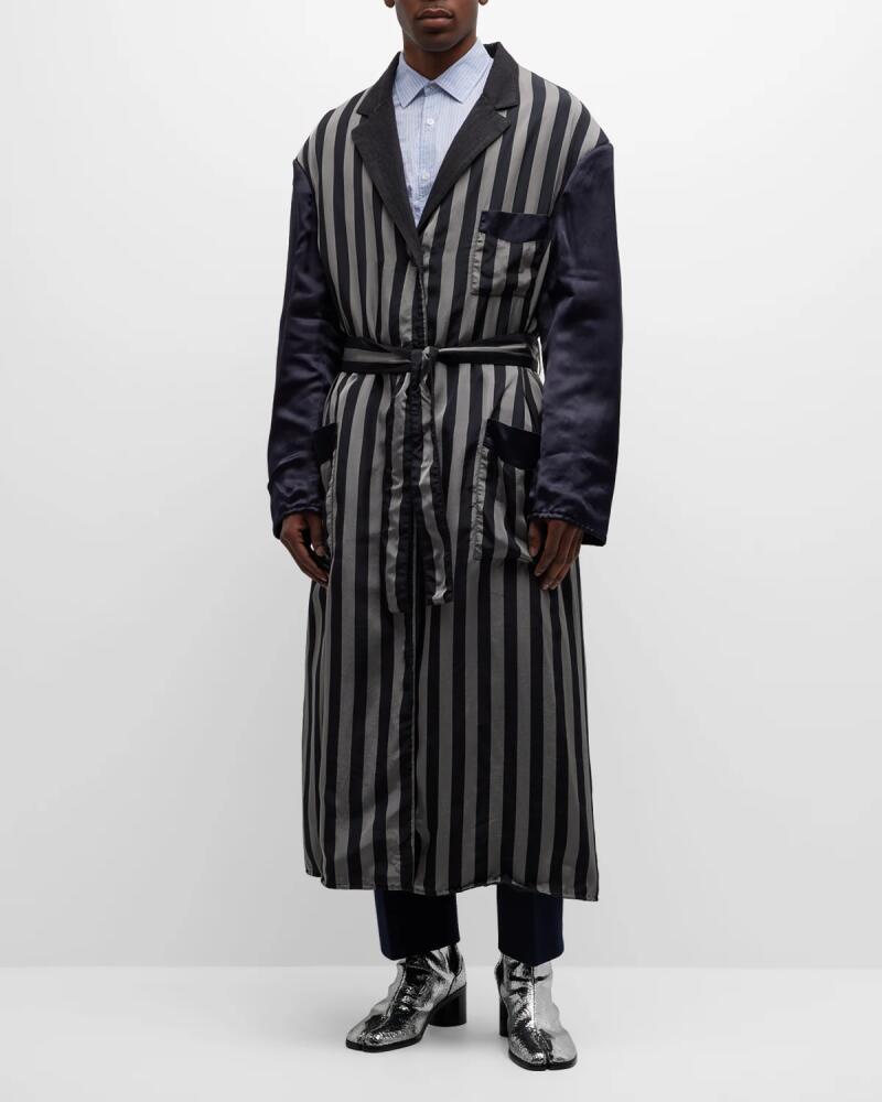 Maison Margiela Men's Reversible Striped Overcoat Cover