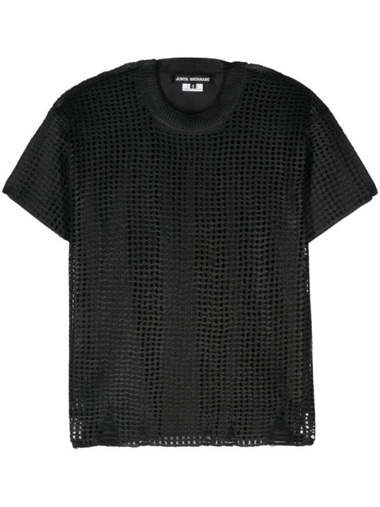 Junya Watanabe panelled open-knit top - Black Cover