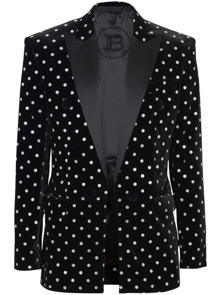 Balmain glitter dot single-breasted blazer - Black Cover