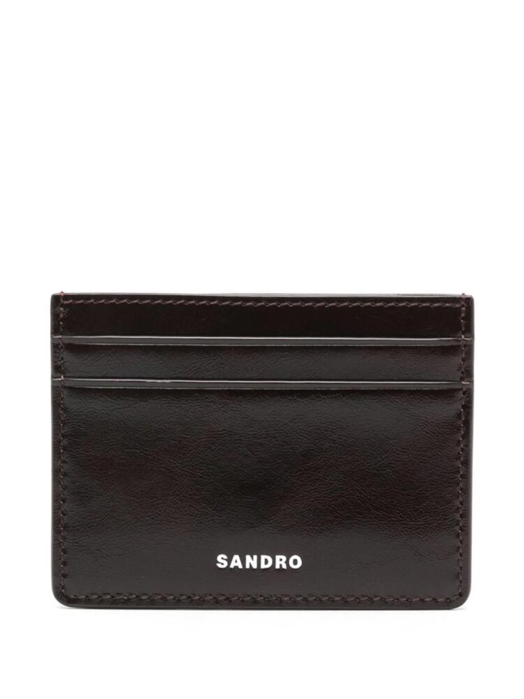 SANDRO logo-print card holder - Red Cover