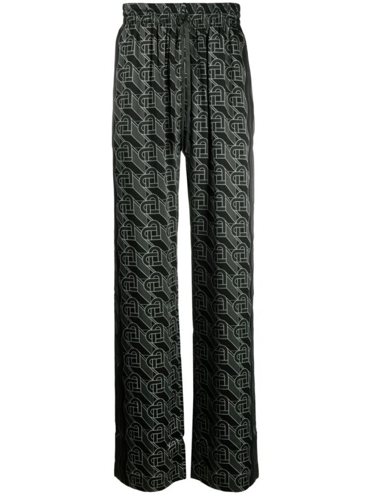 Casablanca Heart Monogram-print silk trousers - Black Cover