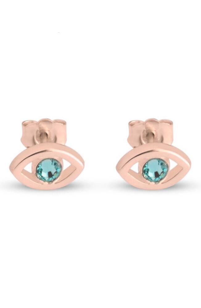 MELANIE MARIE Evil Eye Birthstone Stud Earrings in Rose Gold Plated Cover