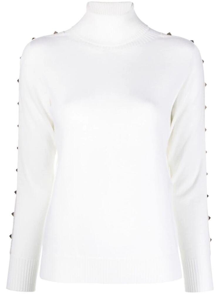 D.Exterior stud-embellished wool jumper - White Cover