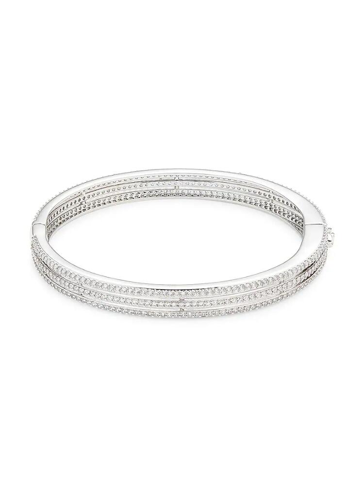 Adriana Orsini Women's Rhodium Plated & Cubic Zirconia Triple Row Bangle Bracelet Cover