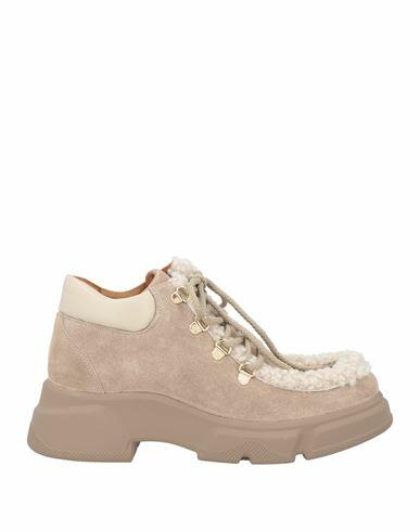 Voile Blanche Woman Ankle boots Khaki Leather, Shearling Cover