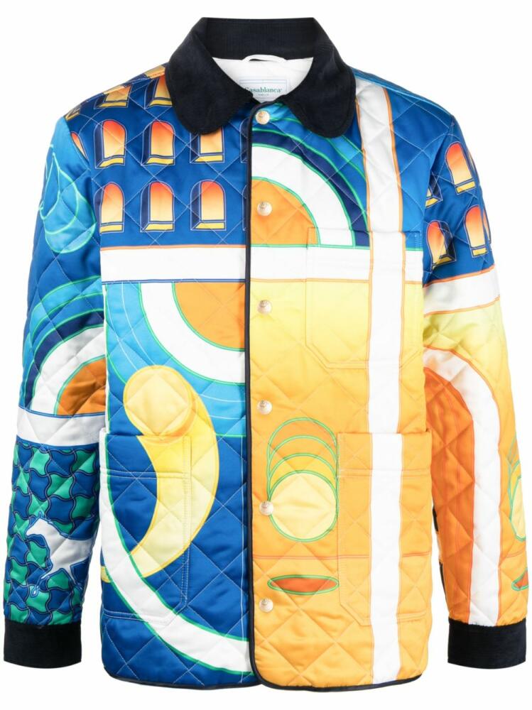 Casablanca Paysage-print quilted jacket - Blue Cover