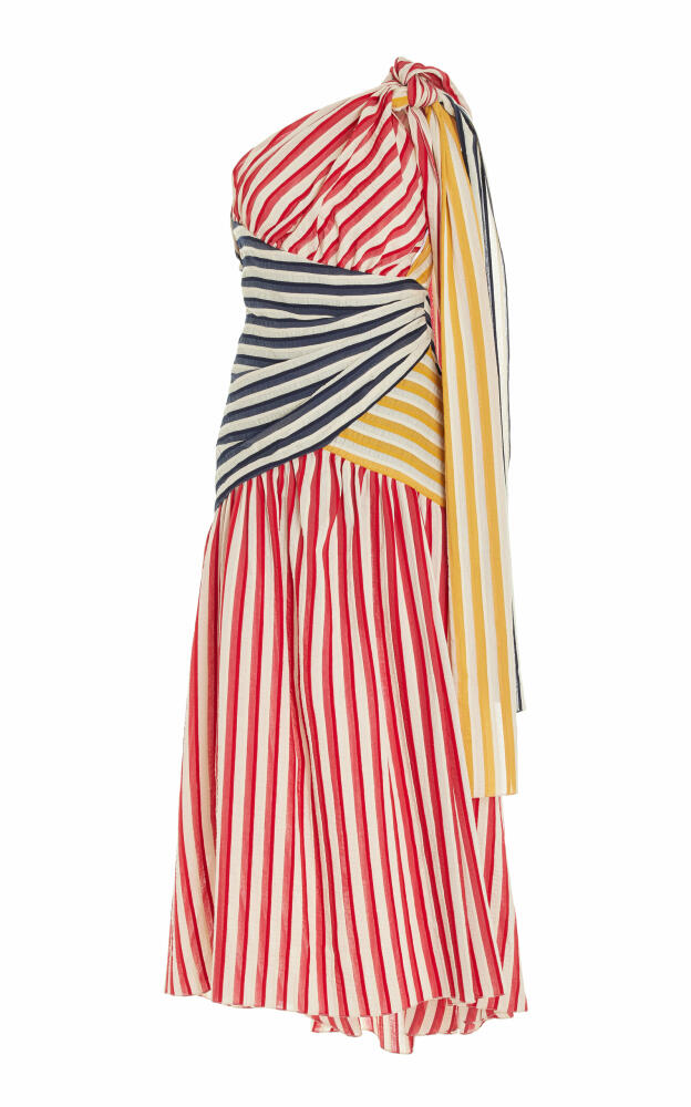 Rosie Assoulin - Accordion Asymmetric Poplin Maxi Dress - Multi Cover