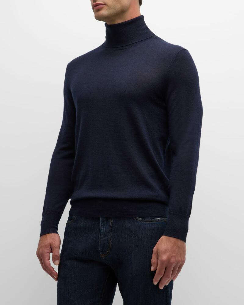 Neiman Marcus Men's Cashmere and Silk Turtleneck Sweater Cover