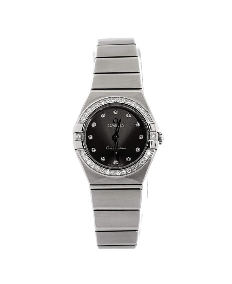 Pre-Owned Omega Constellation Manhattan Quartz Watch in Stainless Steel with Diamond Bezel and Markers 25mm Cover