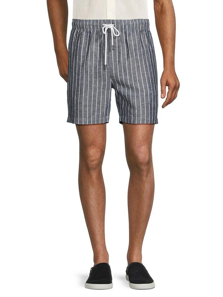 Onia Men's Air Striped Linen Blend Shorts - Deep Navy Cover