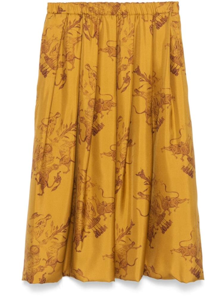 Fabiana Filippi graphic-print midi skirt - Yellow Cover