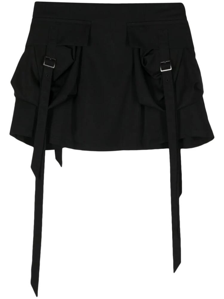 Yohji Yamamoto buckle-embellished wool mini skirt - Black Cover