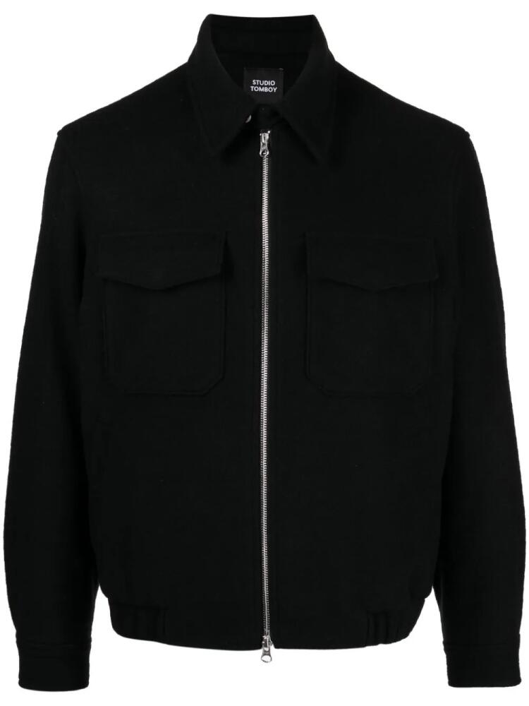 STUDIO TOMBOY straight-point collar zip-up bomber jacket - Black Cover