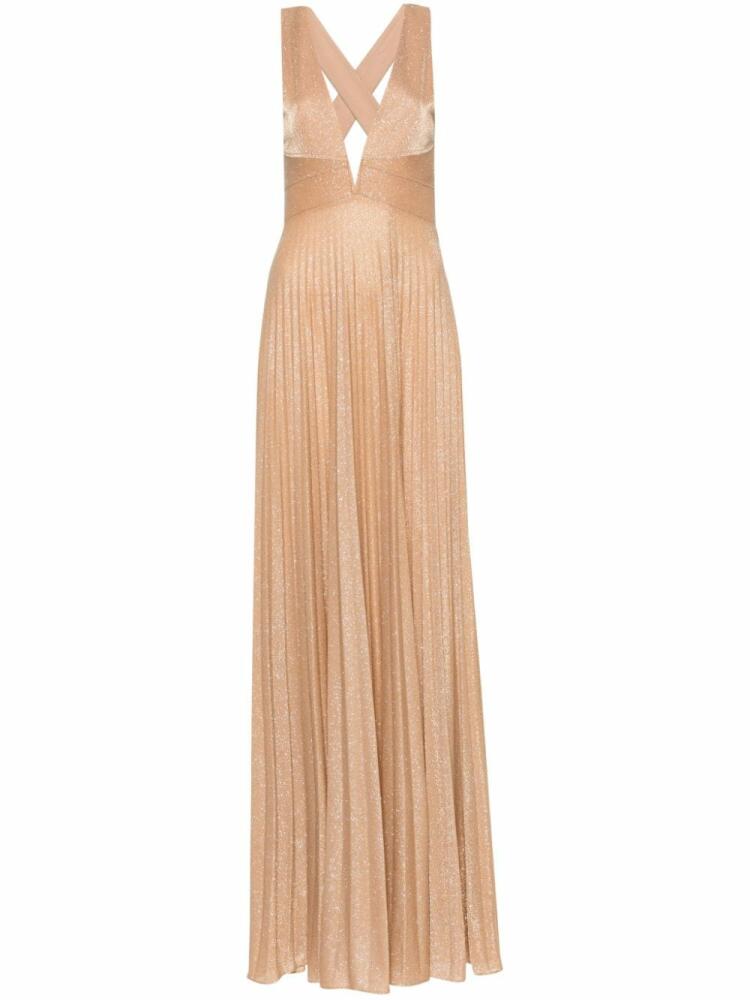 NISSA glittery plissé-effect gown - Gold Cover