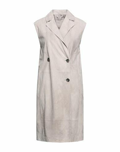 Desa 1972 Woman Overcoat & Trench Coat Light grey Soft Leather Cover