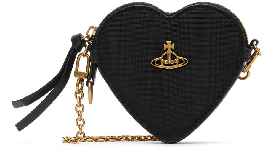 Vivienne Westwood Black Moire Heart Wristlet Pouch Cover