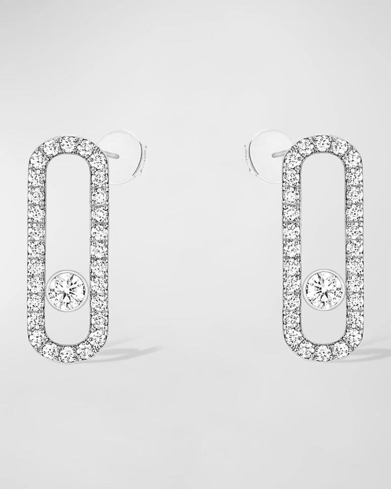 Messika Move Uno 18K White Gold Pave Diamond Earrings Cover