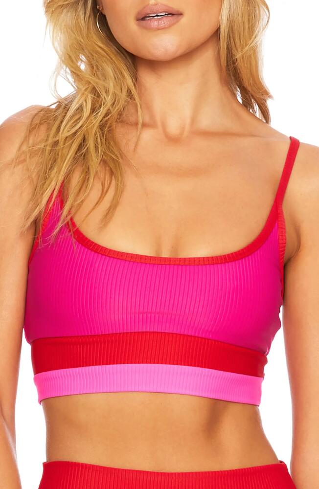 Beach Riot Eva Colorblock Bikini Top in Fuchsia Red Neon Pink Cover