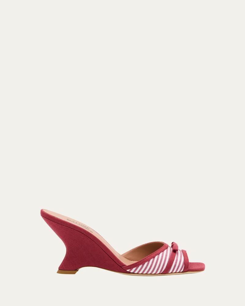 Malone Souliers x Tabitha Simmons Isla Striped Bow Mule Wedge Sandals Cover