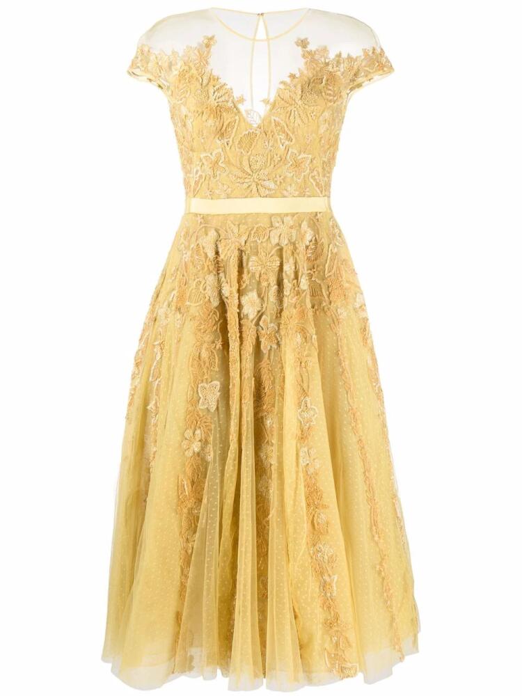 Zuhair Murad embroidered midi dress - Yellow Cover