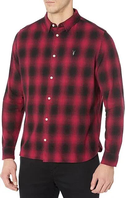 AllSaints Hoboken Long Sleeve Shirt (Black/Red) Men's Clothing Cover