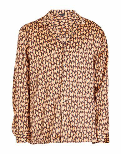 8 By Yoox Printed Fluid Shirt Man Shirt Apricot Polyester Cover