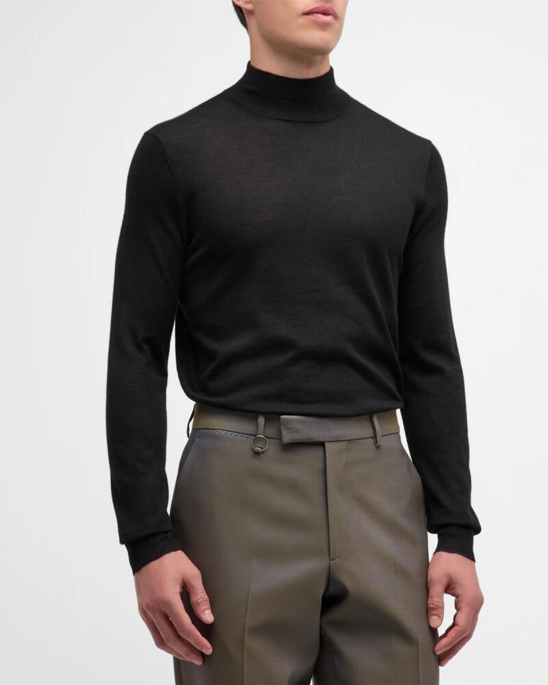 Neiman Marcus Men's Cashmere and Silk Mock-Neck Sweater Cover