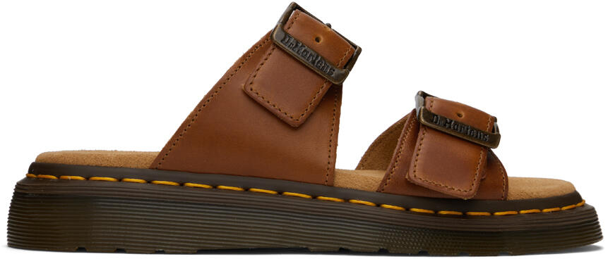 Dr. Martens Tan Josef Leather Buckle Slides Cover