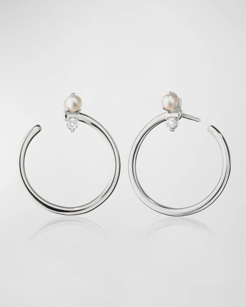 Monica Rich Kosann Galaxy Wrap Hoop Earrings with Mother-Of-Pearl and White Sapphire Cover