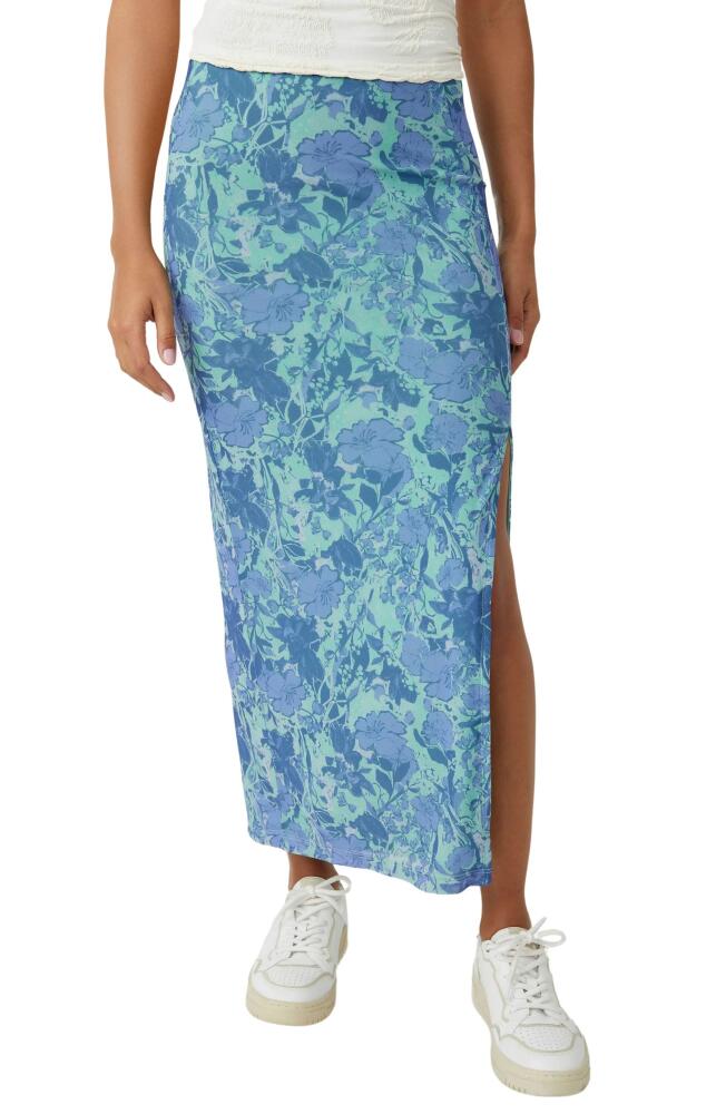 Free People Rosalie Floral Print Mesh Skirt in Teal Combo Rosalie Cover