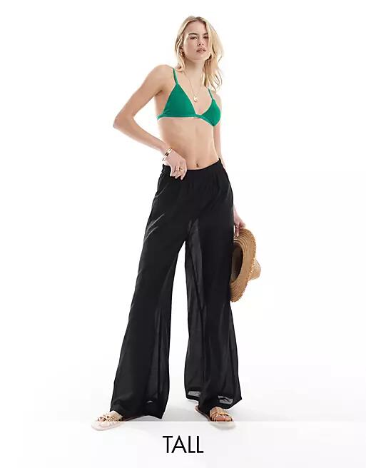 Vero Moda Tall beach pants in black Cover