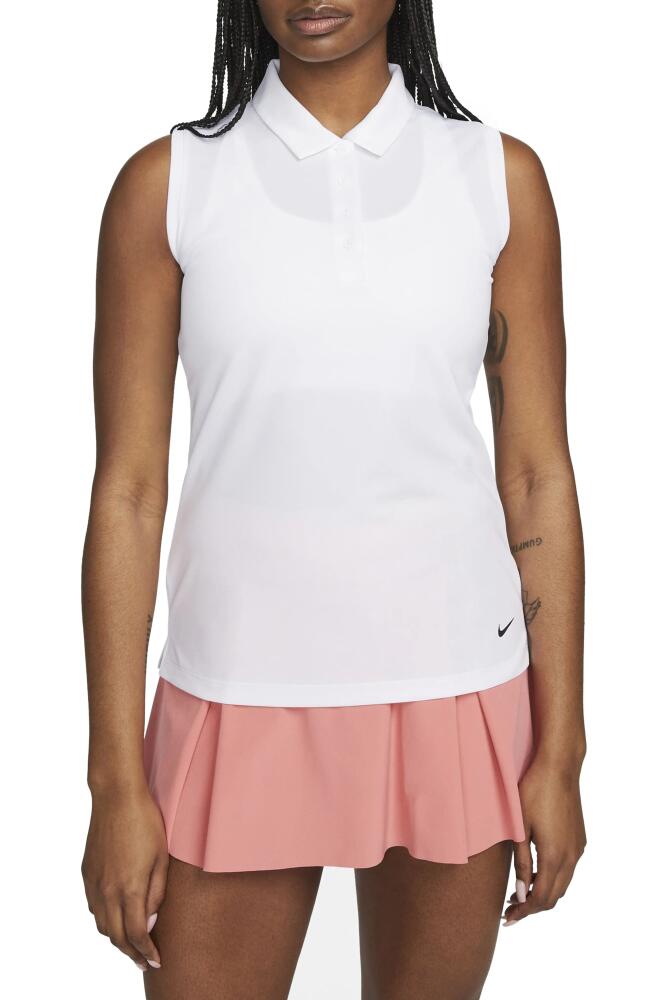 Nike Court Victory Dri-FIT Semisheer Sleeveless Polo in White/Black Cover