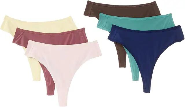 PACT Everyday High Rise Thong 6-Pack (Rainfall Blues) Women's Underwear Cover