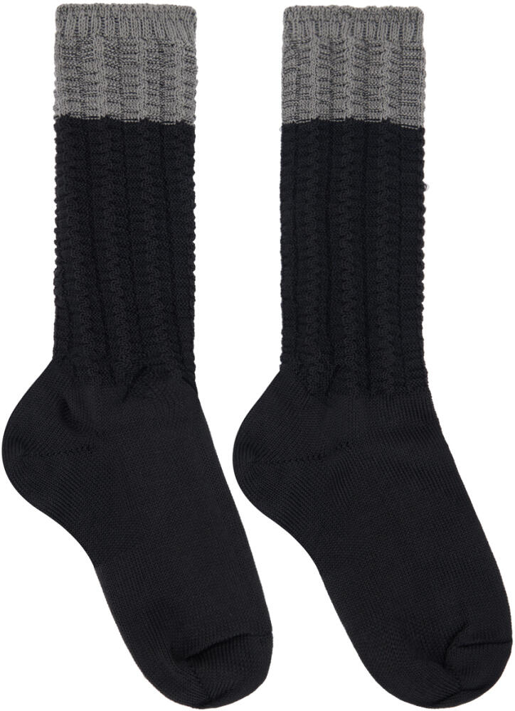 HOMME PLISSÉ ISSEY MIYAKE Black & Gray Churros Socks Cover