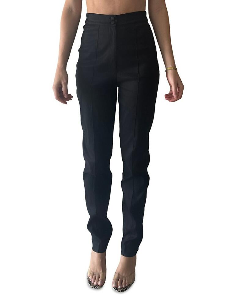 AKALIA Women's High Rise Slim Pants - Black Cover