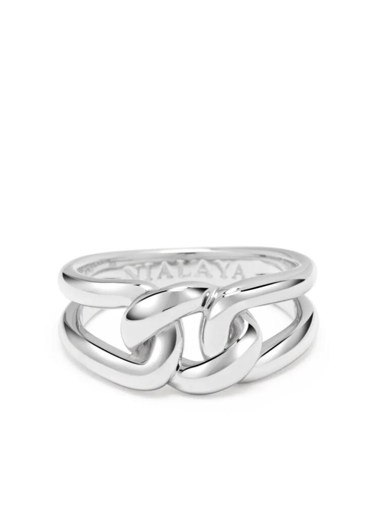 Nialaya Jewelry logo-engraved knotted ring - Silver Cover