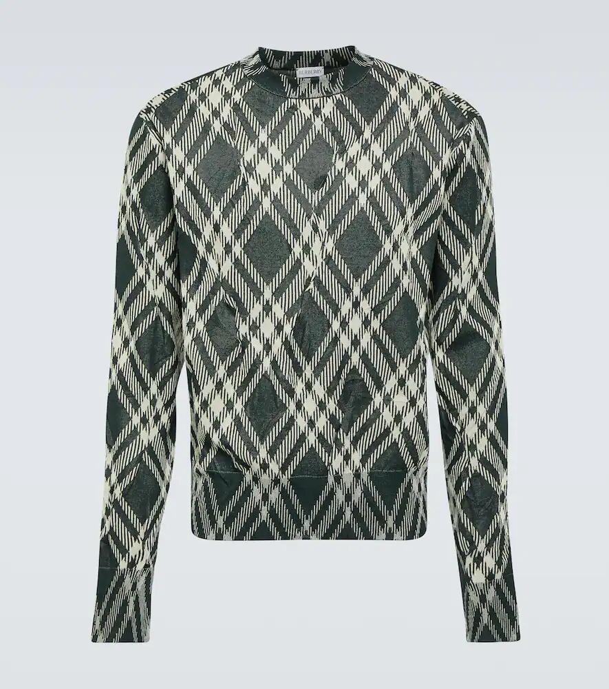 Burberry Checked cotton-blend sweater Cover